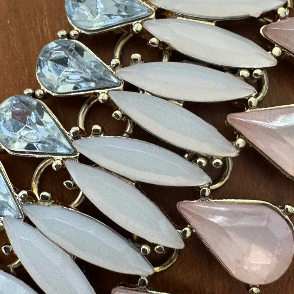 Pink and Gold Bib Statement Necklace - Picture 9 of 11